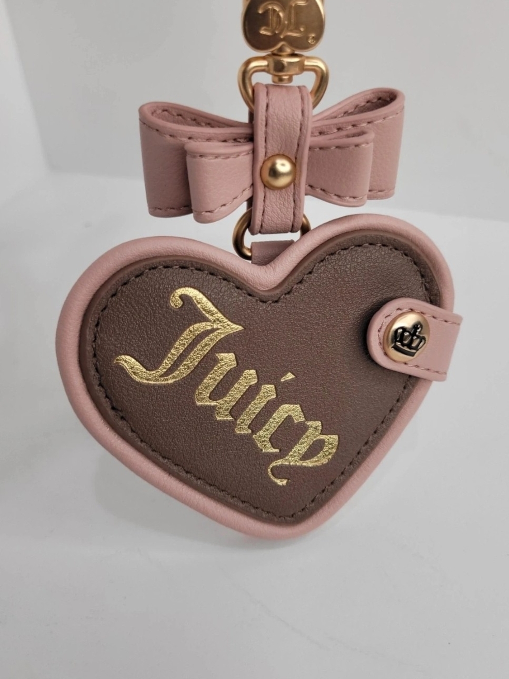 Juicy Couture Pink & Brown Heart Keychain Charm